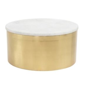 Round Gold Canister with Marble Lid Medium